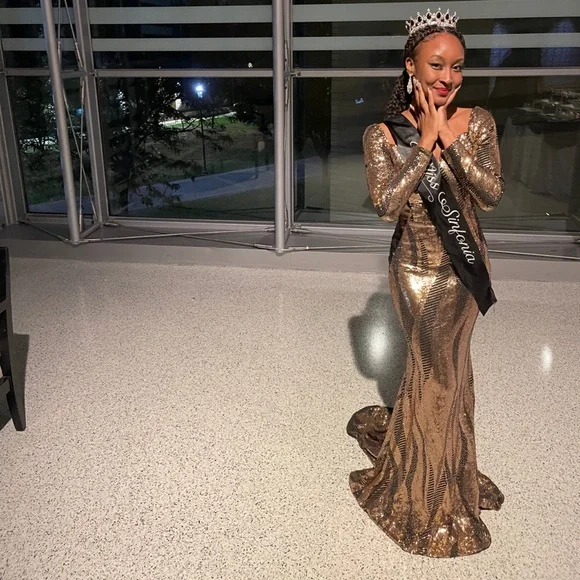 Dresses | Gold And Black Sparkly Sequin Prom Dress | Poshmark